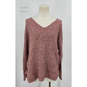 La Miel Lightweight V-Neck Knit Sweater – Rose Heather – Size M